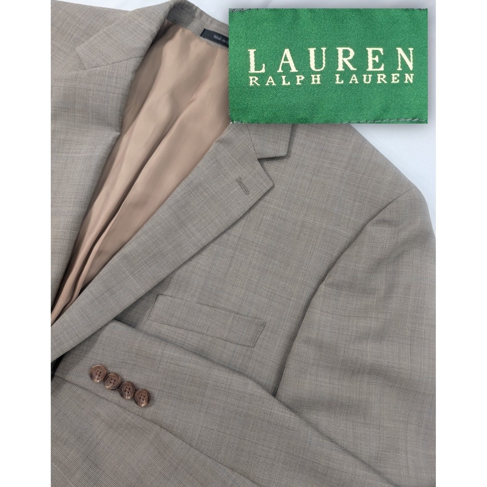 Ralph Lauren Blazer Sports Coat Wool Gray Subtle Glenn Check Suit Jacket 48L 52"